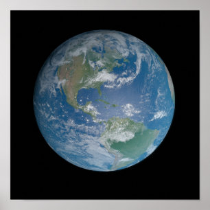 Poster Earth globe with photo taken from space