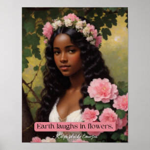 Poster Earth Rire En Fleurs Emerson Citation Floral Art