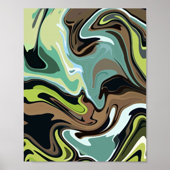 Poster Earthy Abstract Swirling Marble Design  (Devant)