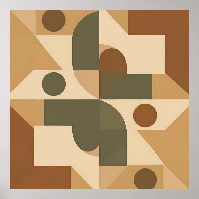 Poster Earthy Boho Geometric Abstract (Devant)