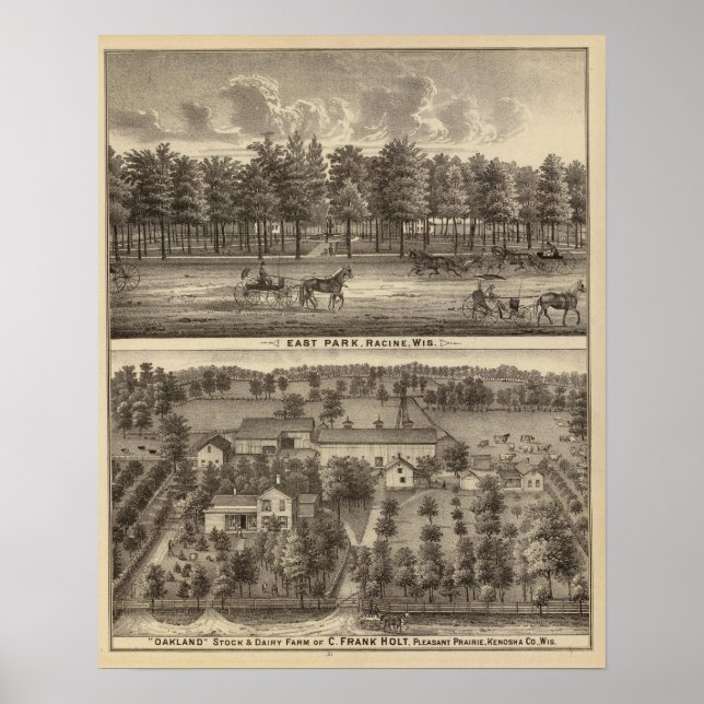 Poster East Park, Racine et Oakland Farm (Devant)