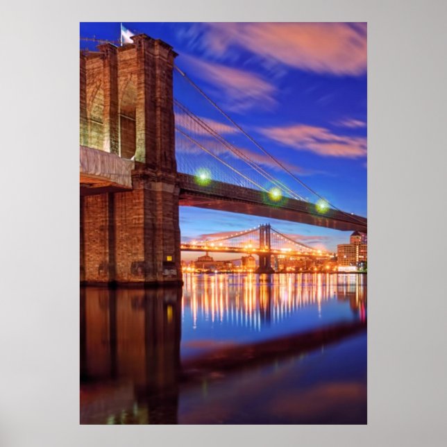 Poster East River, Brooklyn Bridge, Manhattan (Devant)