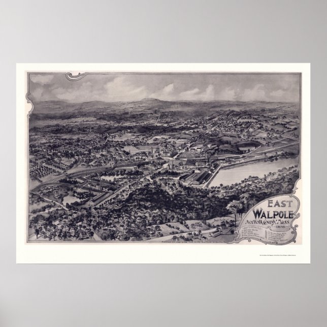 Poster East Walpole, MA Carte panoramique - 1898 (Devant)
