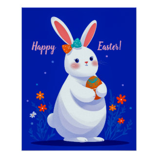 Poster Easter Bunny with Blue Background 