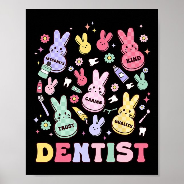 Poster Easter Dentist Retro Rdh Dental Hygienist Squad Bu (Devant)