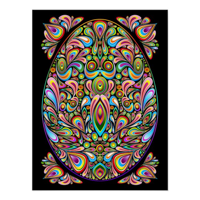 Poster Easter Egg Psychedelic Design (Devant)