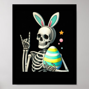 Poster Easter Skeleton Bunny Rock Main Rocker Garçons Enf