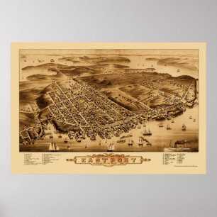 Poster Eastport, ME Carte panoramique - 1879