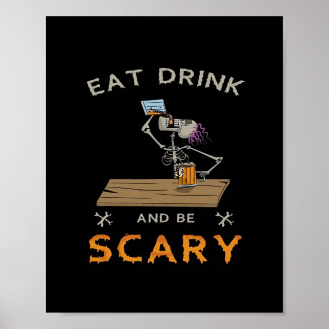 Poster Eat Drink And Be Scary Aesthetic Graphic (Devant)