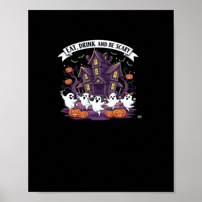 Poster Eat Drink And Be Scary Classic Funny Retro (Devant)