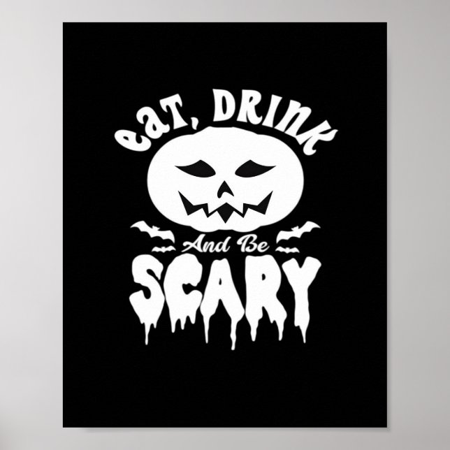 Poster Eat Drink And Be Scary Halloween Retro Classic (Devant)