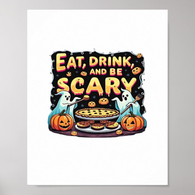 Poster Eat Drink And Be Scary Spooky Bakery Halloween Coo (Devant)