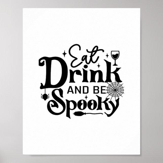Poster Eat Drink And Be Spooky Retro Classic (Devant)
