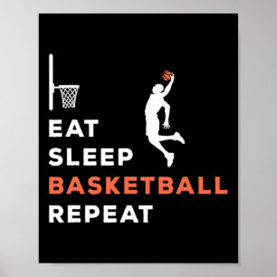 Poster Eat Sleep Basketball Répéter Joueur Entraîneur Hoo