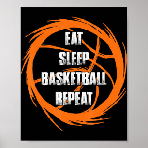 Poster Eat Sleep Basketball Répéter l'entraîneur du joueu