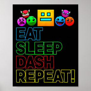 Poster Eat Sleep Dash Répéter Video Game Géométrie Vidéo 
