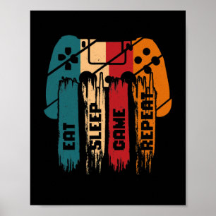 Poster Eat Sleep Jeu Répéter Jeu Jeu Cadeaux Jeu Garçon G