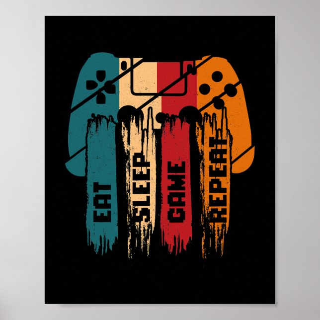 Poster Eat Sleep Jeu Répéter Jeu Jeu Cadeaux Jeu Garçon G (Devant)