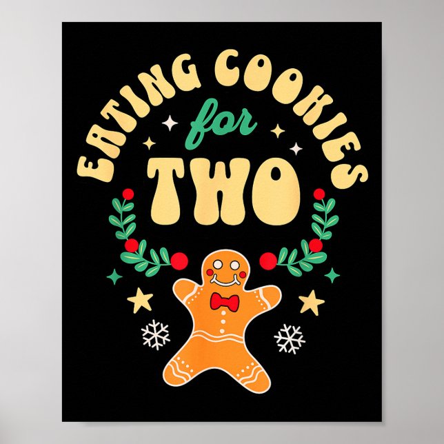 Poster Eating Christmas Cookies For Two - Pregnancy Revea (Devant)