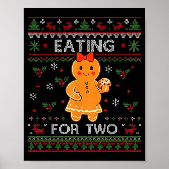 Poster Eating For Two Pregnancy Announcement Ugly Sweater (Devant)