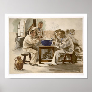 Poster Eating Soup at the Barracks, from 'L'Estampe Moder