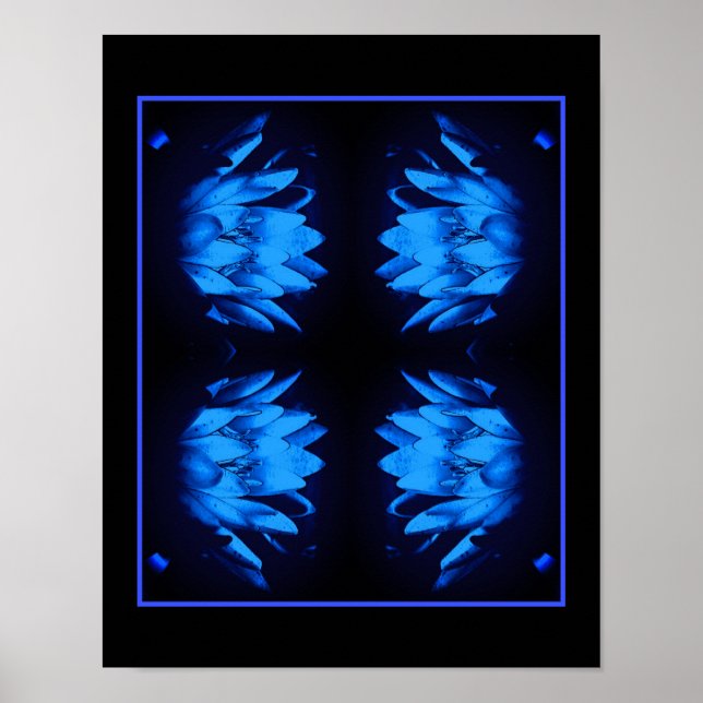 Poster Eau bleu brillant Lily Lotus Fleur Abstraite (Devant)