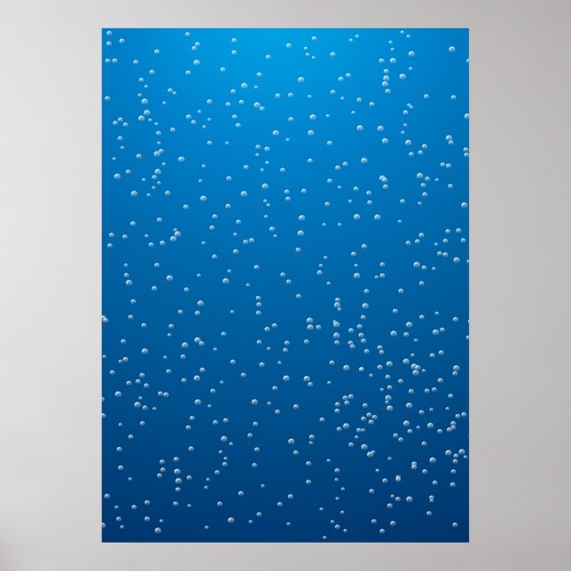 Poster Eau Bleue Profonde Et Petites Bulles (Devant)