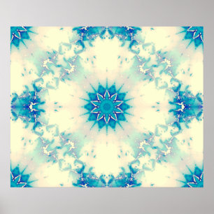 Poster Eau congelée Flocon d'hiver bleu gelé