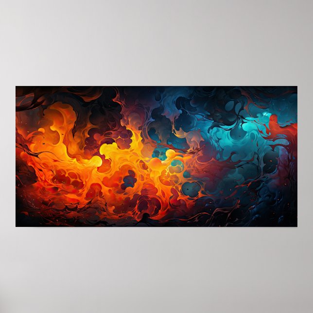 Poster Eau de feu Énergie Art moderne (Devant)