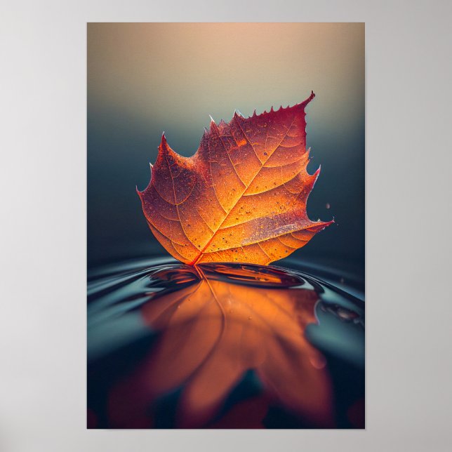 Poster Eau de feuilles Calme Nature Tranquille Saison pai (Devant)