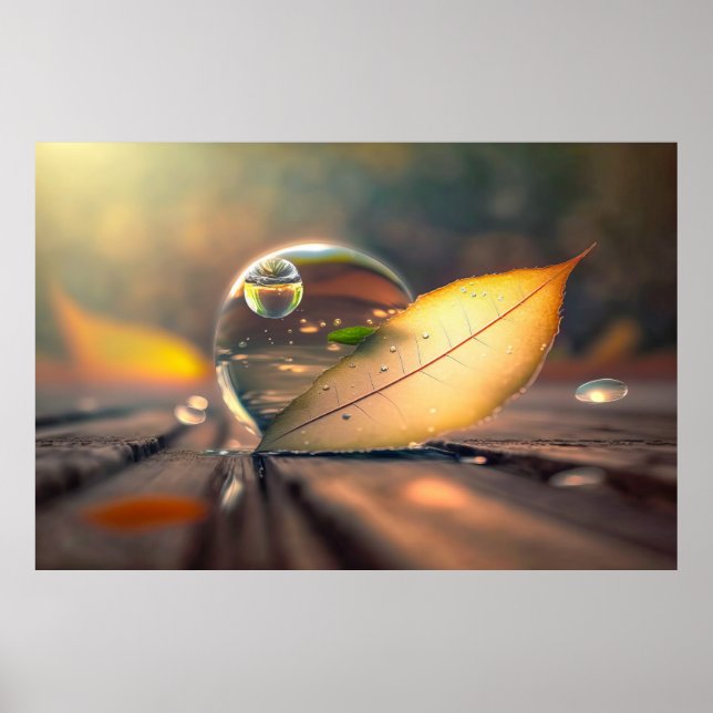 Poster Eau de feuilles Calme Nature Tranquille Saison pai (Devant)