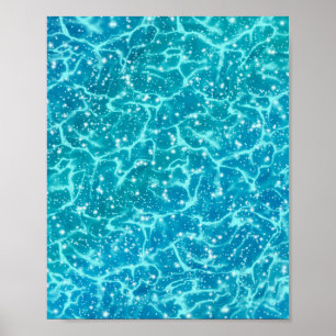 Poster Eau de mer bleue avec étincelles