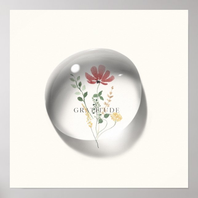 Poster Eau florale de gratitude Minimaliste (Devant)