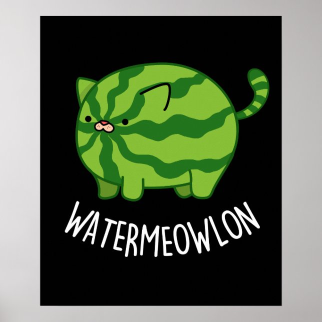 Poster Eau-fond lon Funny Watermelon Chat Pun Dark BG (Devant)