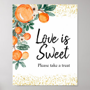 Poster Eau-forte d'orange d'agrumes d'été L'amour est dou