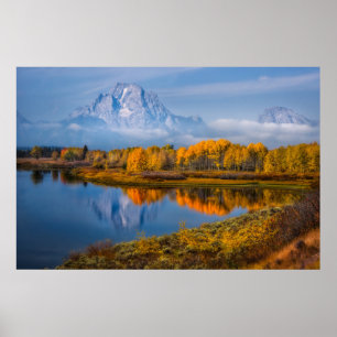 Poster Eau   Oxbow Bend Jackson Wyoming