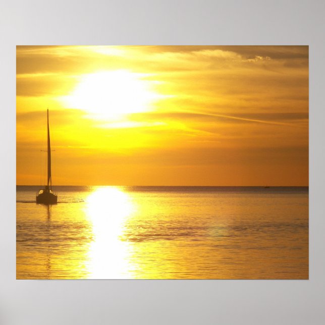 Poster Eaux du coucher de soleil (Devant)