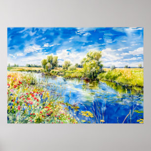 Poster Eaux Tranquilles au printemps Havelland Aquarelle