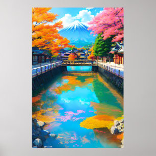 Poster Eaux Tranquilles : La réflexion du Mt. Fuji