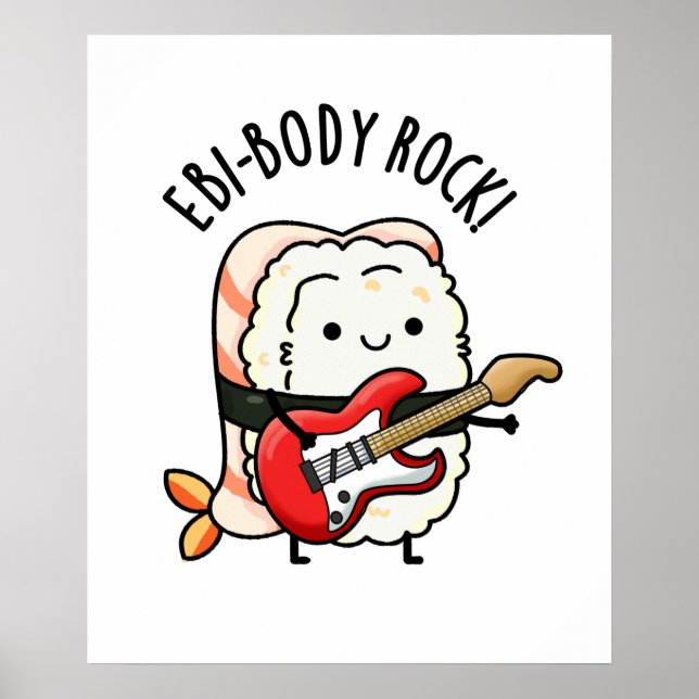 Poster Ebi-body Rock drôle Rocker Sushi Pun (Devant)