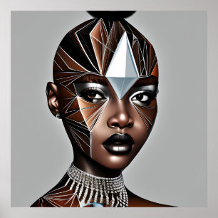 Poster Ebony Queen Auburn Brown cheveux Black Melanin Afr