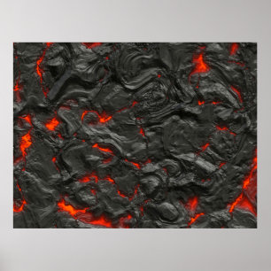 Poster Ébullition de la lave volcanique rocheuse