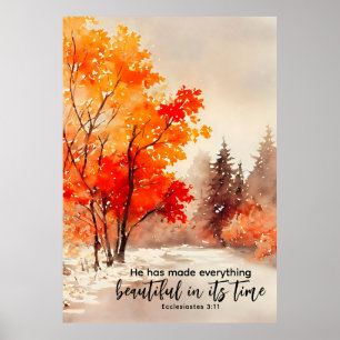 Poster Ecclésiaste 3:11 Verse Bible Automne Aquarelle