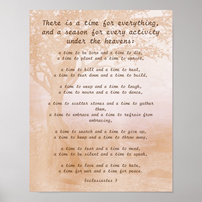 Poster Ecclésiaste 3 Verse de la Bible (Devant)