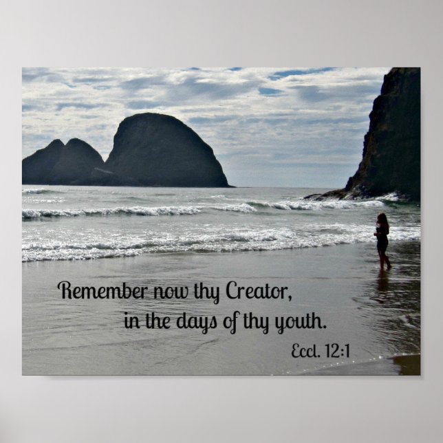 Poster Ecclesiastes 12:1 Se souvenir maintenant de ton Cr (Devant)