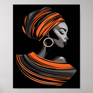 Poster Écharpe de tête en tissu Kente ethnique Belle femm