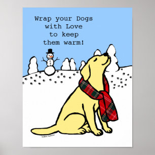 Poster Écharpe jaune de tartan de Labrador