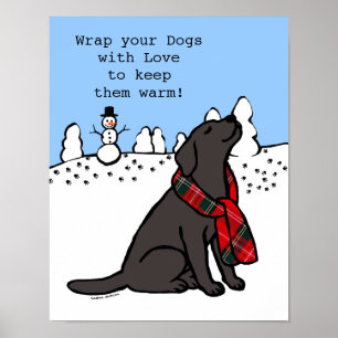 Poster Écharpe tartan noir du Labrador foncé