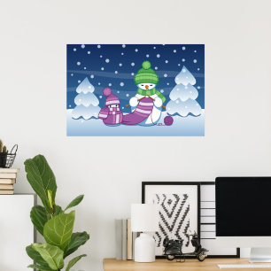Poster Écharpe Tricot Snowman
