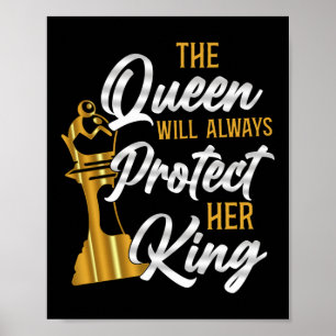 Poster Échecs La Reine Protégera Toujours Son Roi